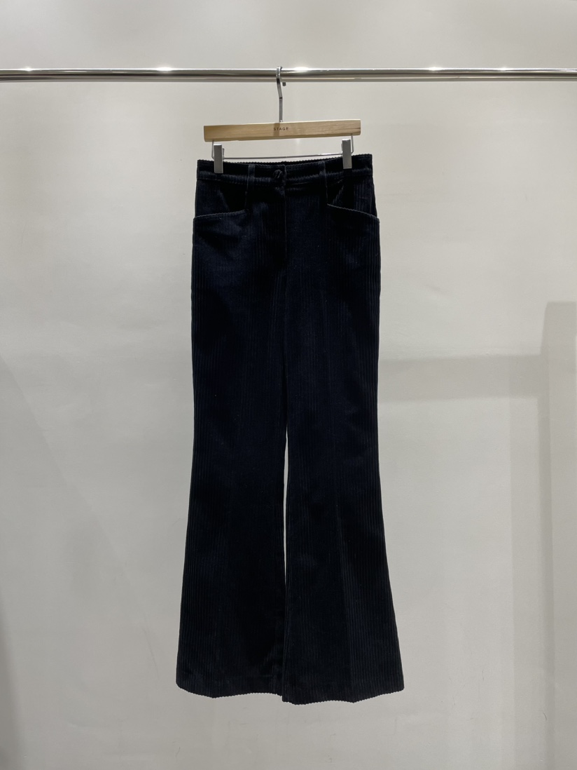 STAGE韓國代購㊣女裝新款推薦時尚熱賣人氣休閑褲燈芯絨喇叭STAGE休閑褲圖色2