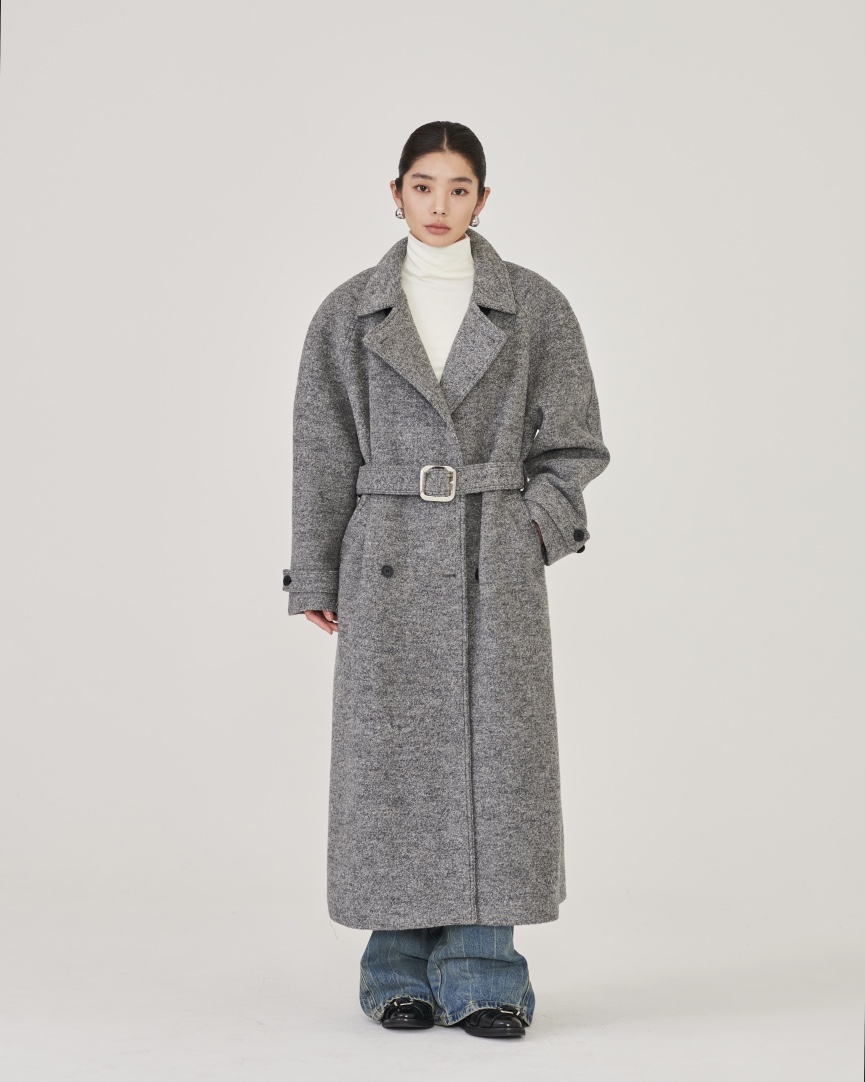 STAGE東大門㊣直郵女士新品職業熱賣時尚休閑中長款大衣含腰帶STAGE中長款大衣