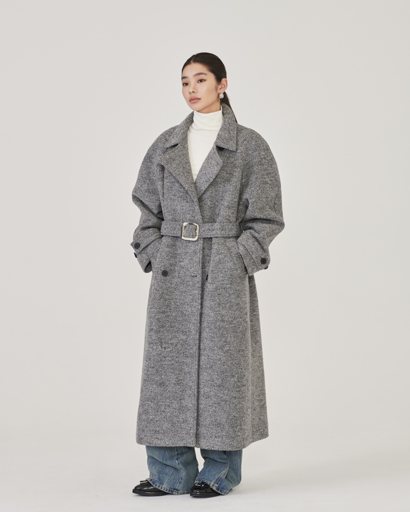 STAGE東大門㊣直郵女士新品職業熱賣時尚休閑中長款大衣含腰帶STAGE中長款大衣