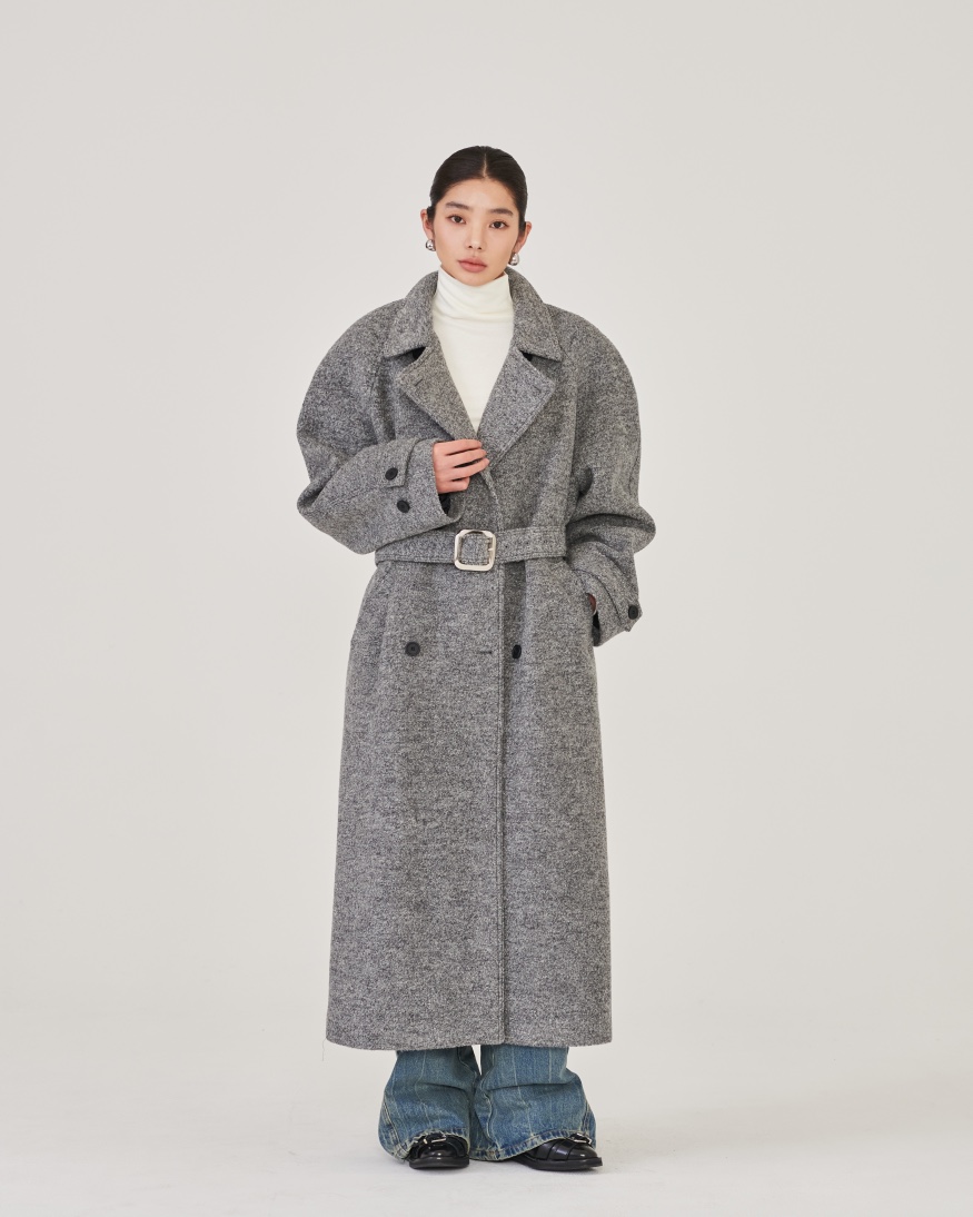 STAGE東大門㊣直郵女士新品職業熱賣時尚休閑中長款大衣含腰帶STAGE中長款大衣