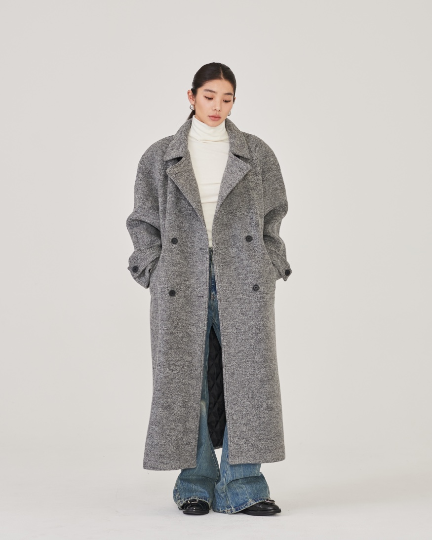 STAGE東大門㊣直郵女士新品職業熱賣時尚休閑中長款大衣含腰帶STAGE中長款大衣