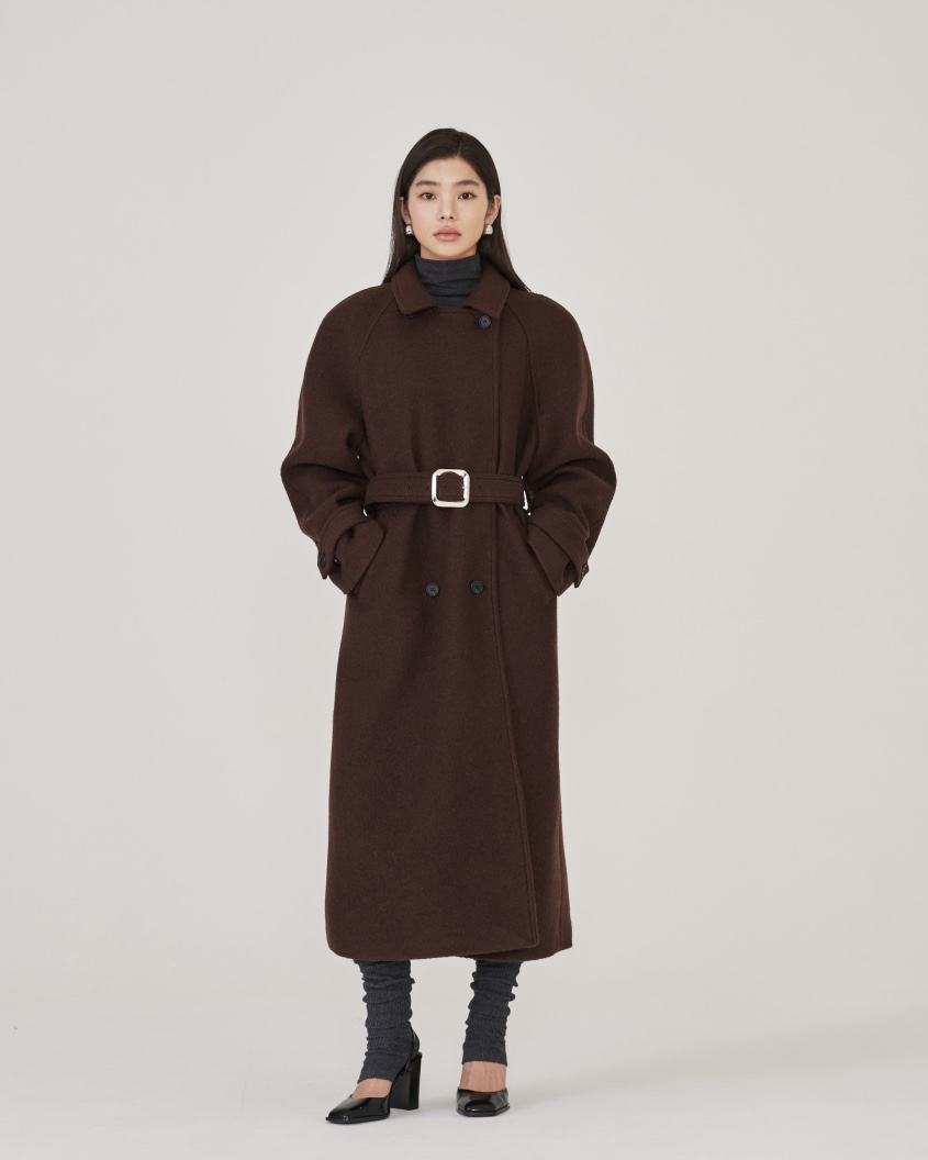 STAGE東大門㊣直郵女士新品職業熱賣時尚休閑中長款大衣含腰帶STAGE中長款大衣