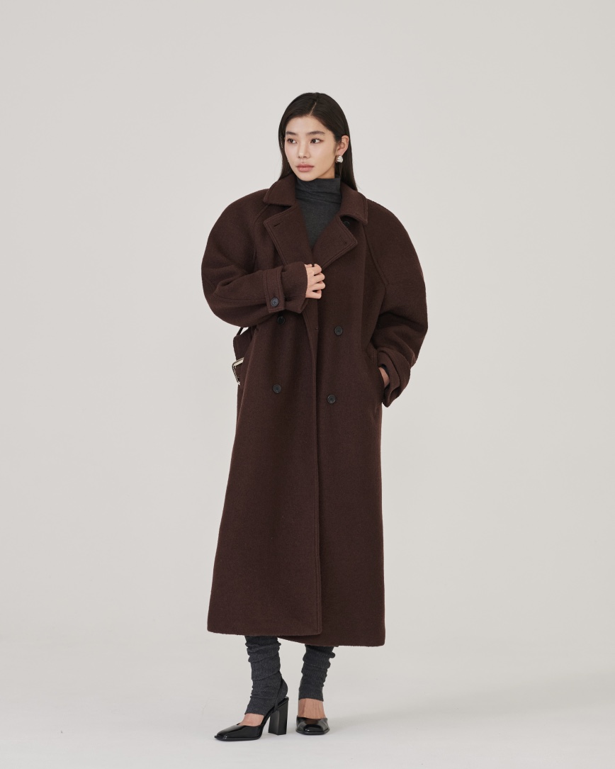 STAGE東大門㊣直郵女士新品職業熱賣時尚休閑中長款大衣含腰帶STAGE中長款大衣