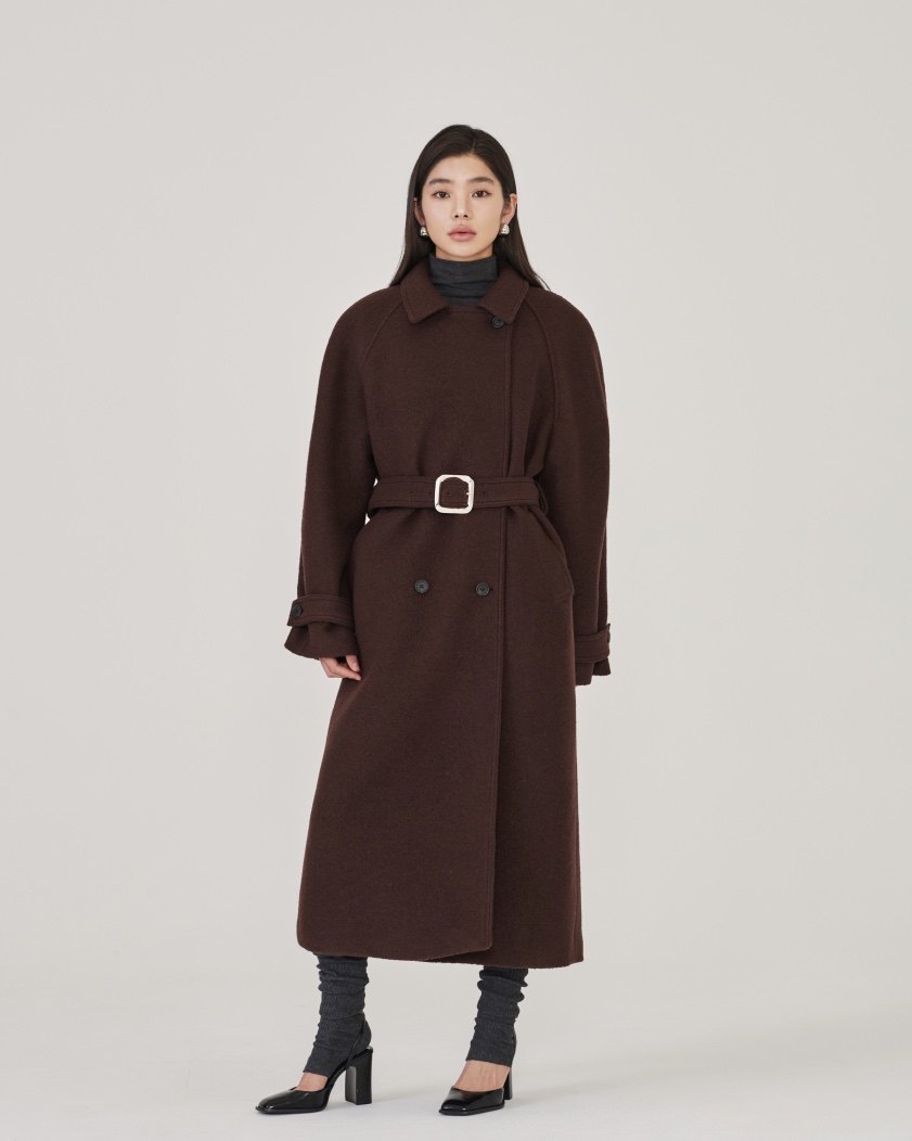 STAGE東大門㊣直郵女士新品職業熱賣時尚休閑中長款大衣含腰帶STAGE中長款大衣