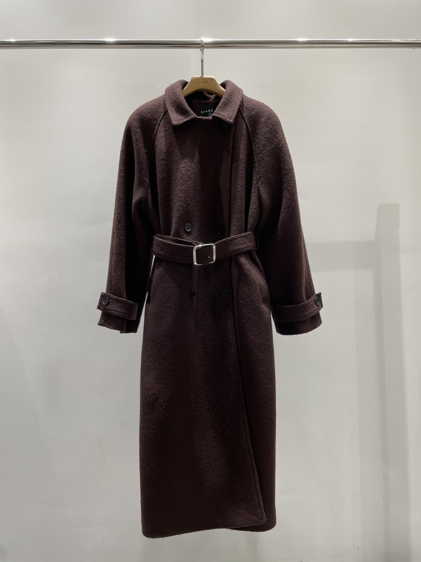 STAGE東大門㊣直郵女士新品職業熱賣時尚休閑中長款大衣含腰帶STAGE中長款大衣圖色2