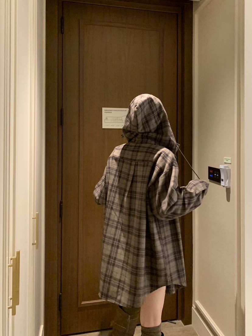 BADCALM東大門㊣直郵女士新品推薦襯衫蕾絲衫連帽衫羊毛格子BADCALM襯衫/蕾絲衫