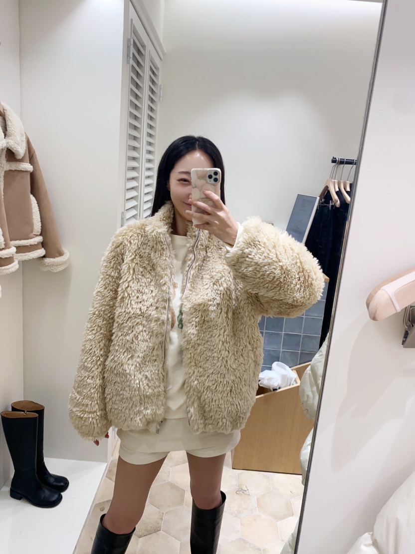 LOVE ROSIE韓國代購㊣女士新品25秋冬真品休閑短款大衣皮草LOVE ROSIE短款大衣