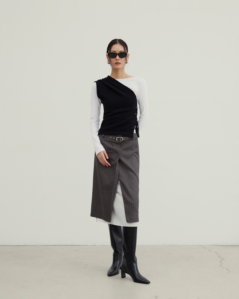 STAGE韓國直郵㊣女裝新品25秋冬人氣真品半身裙中短裙含腰帶STAGE半身裙/中短裙