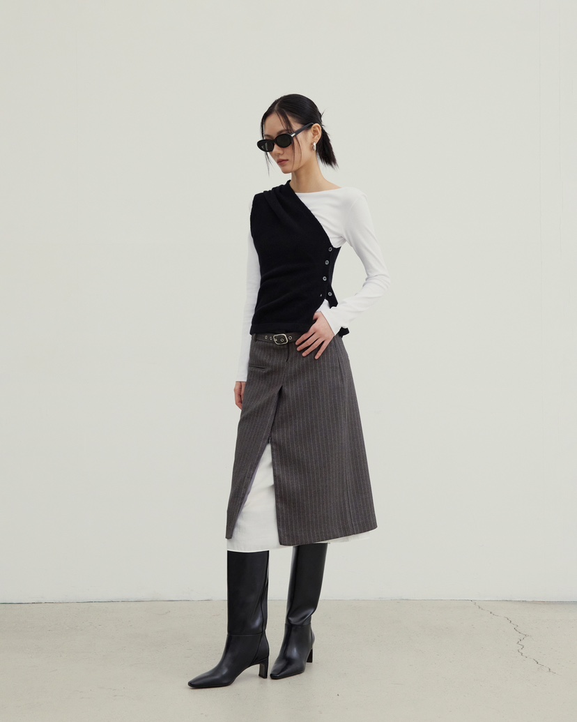 STAGE韓國直郵㊣女裝新品25秋冬人氣真品半身裙中短裙含腰帶STAGE半身裙/中短裙