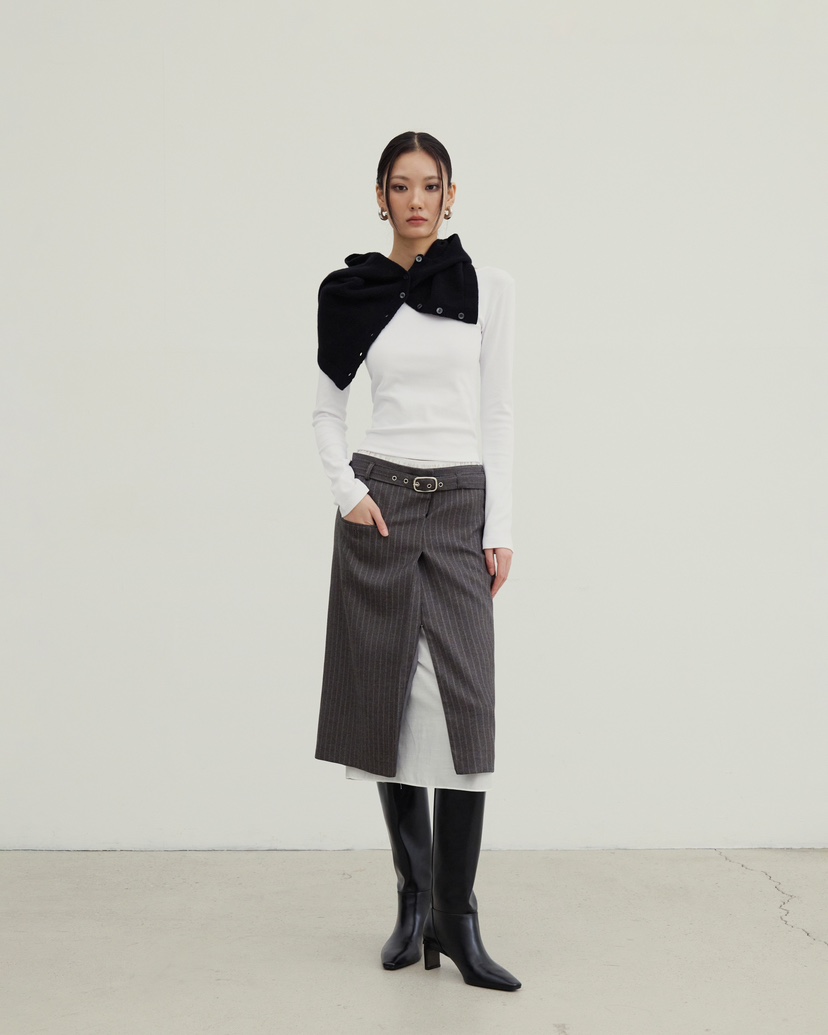 STAGE韓國直郵㊣女裝新品25秋冬人氣真品半身裙中短裙含腰帶STAGE半身裙/中短裙