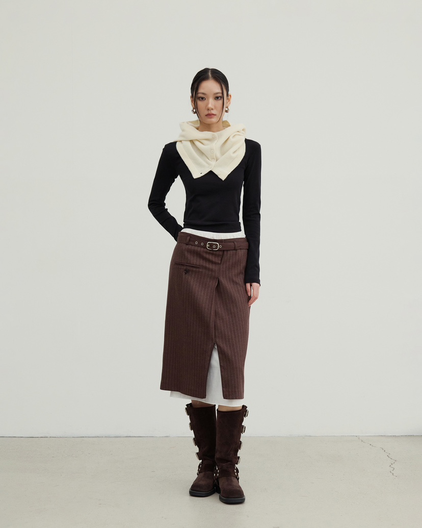 STAGE韓國直郵㊣女裝新品25秋冬人氣真品半身裙中短裙含腰帶STAGE半身裙/中短裙