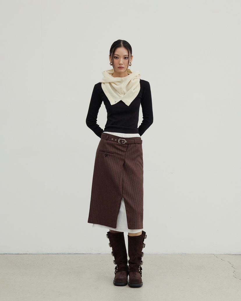 STAGE韓國直郵㊣女裝新品25秋冬人氣真品半身裙中短裙含腰帶STAGE半身裙/中短裙