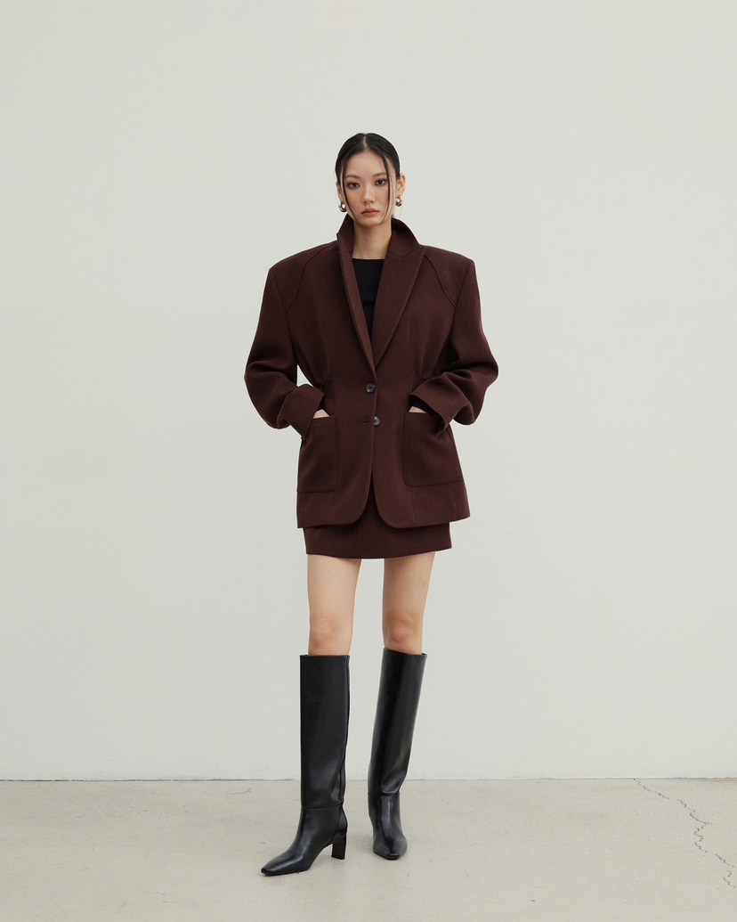 STAGE東大門㊣直郵女士新品時尚職業人氣25秋冬推薦夾克綁帶STAGE夾克