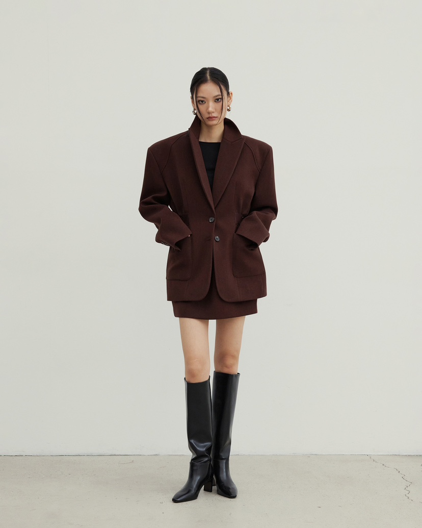 STAGE東大門㊣直郵女士新品時尚職業人氣25秋冬推薦夾克綁帶STAGE夾克