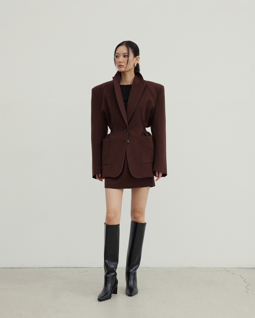 STAGE東大門㊣直郵女士新品時尚職業人氣25秋冬推薦夾克綁帶STAGE夾克