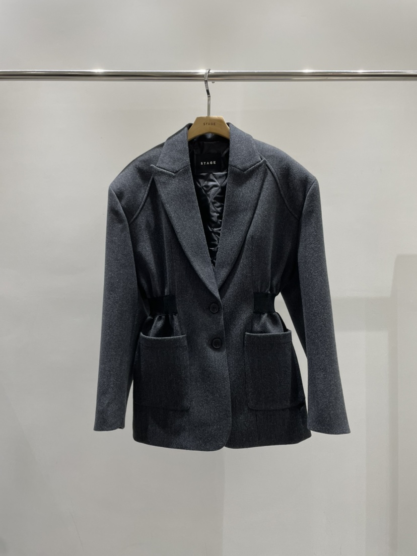 STAGE東大門㊣直郵女士新品時尚職業人氣25秋冬推薦夾克綁帶STAGE夾克圖色2