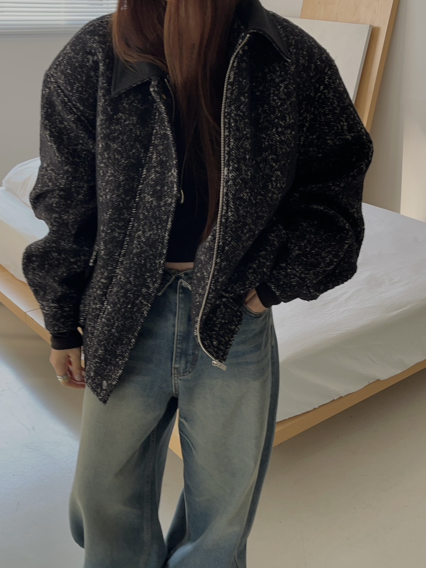 MADE-P韓國代購㊣女裝新品職業人氣25秋冬真品時尚夾克人字紋MADE-P夾克