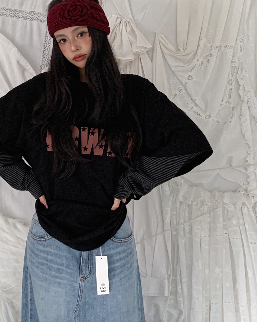 LIVE AID-P東大門㊣實拍女裝新品職業真品熱賣時尚25秋冬T恤LIVE AID-PT恤