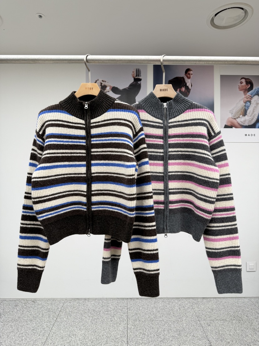 MADE-P韓國代購㊣女士新款真品休閑時尚熱賣25秋冬針織衫拉鏈MADE-P針織衫