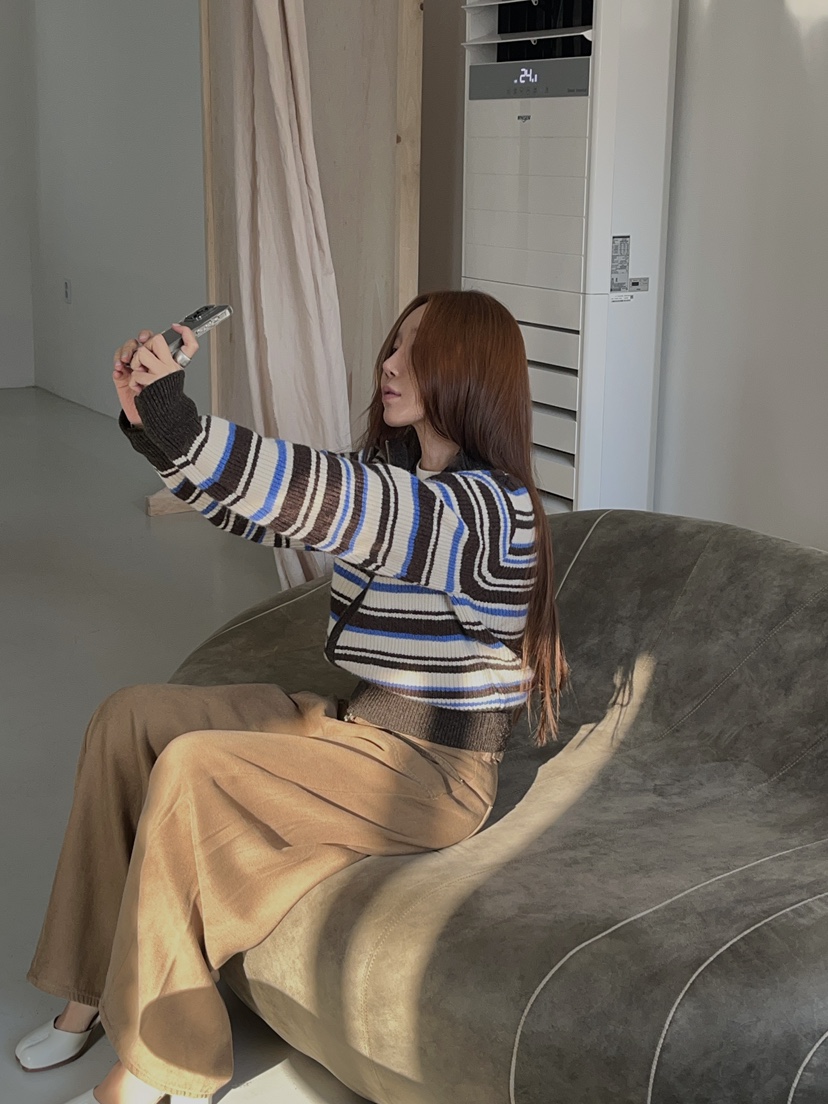 MADE-P韓國代購㊣女士新款真品休閑時尚熱賣25秋冬針織衫拉鏈MADE-P針織衫