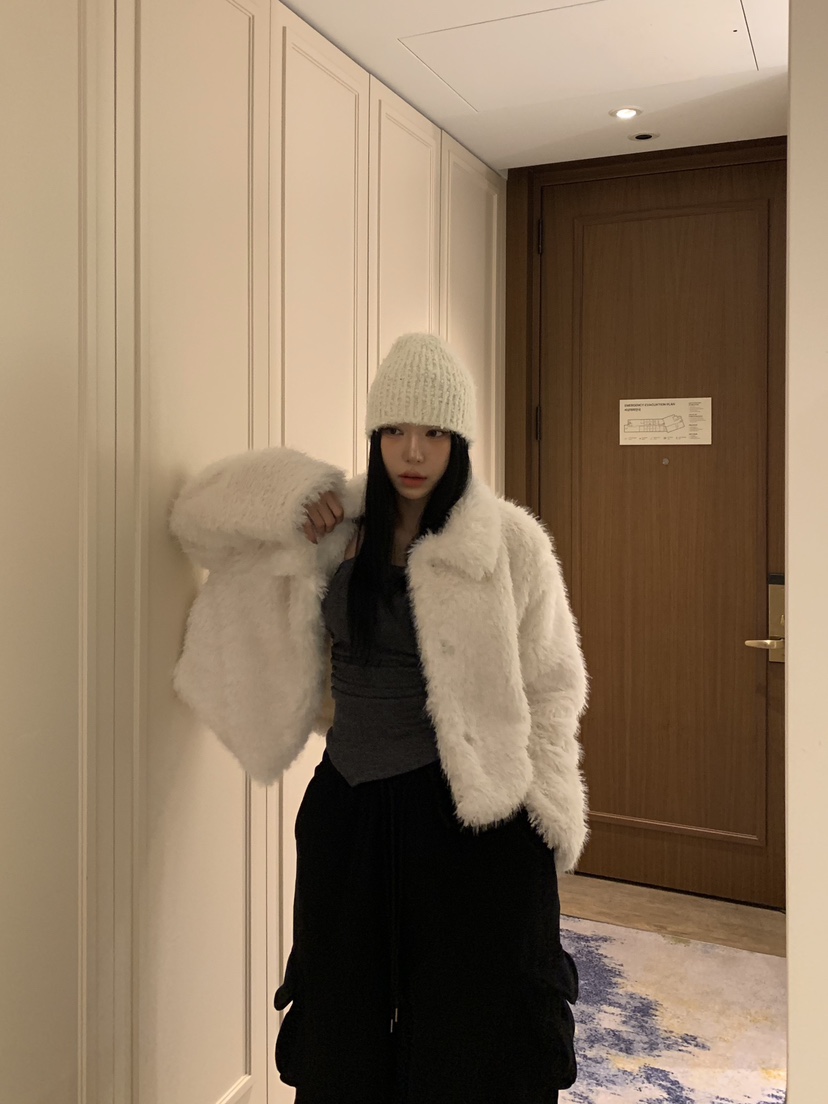 BADCALM韓國直郵㊣女士新款25秋冬時尚真品推薦職業短款大衣BADCALM短款大衣