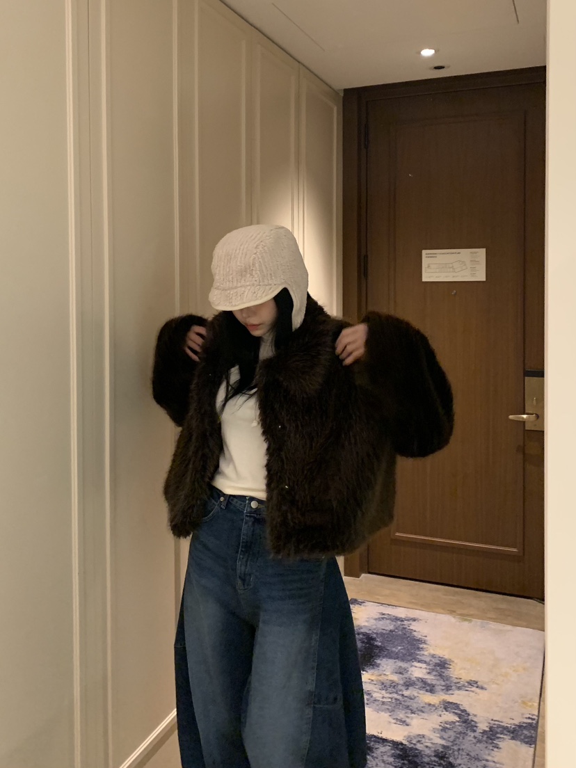 BADCALM韓國直郵㊣女士新款25秋冬時尚真品推薦職業短款大衣BADCALM短款大衣