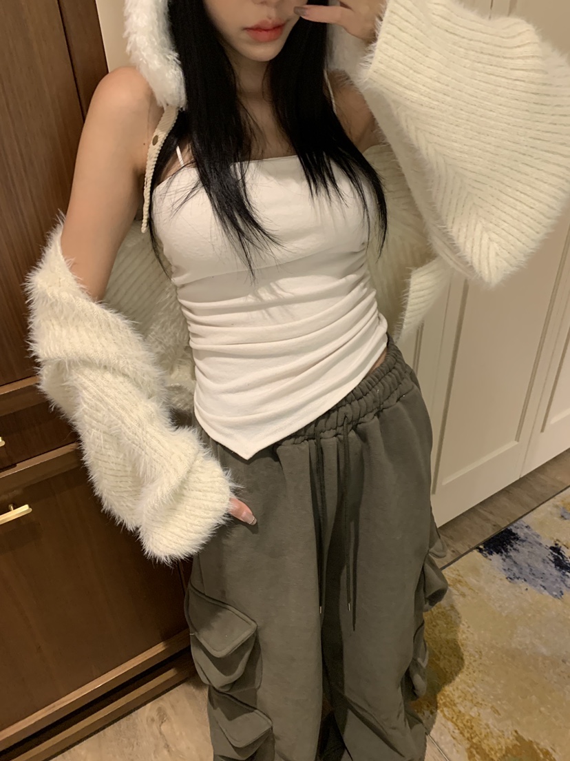 BADCALM東大門㊣實拍女士新品25秋冬職業時尚吊帶背心羊毛絨BADCALM吊帶/背心