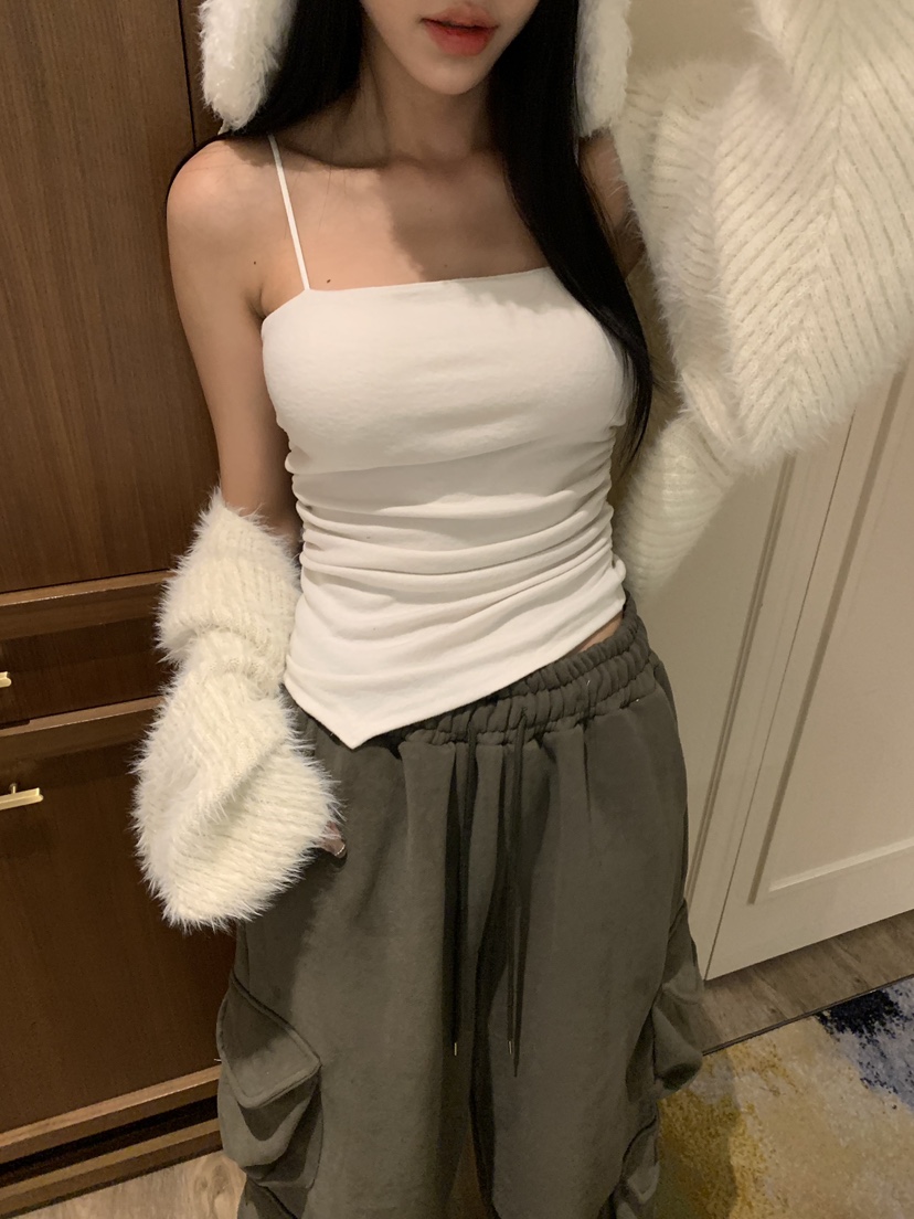 BADCALM東大門㊣實拍女士新品25秋冬職業時尚吊帶背心羊毛絨BADCALM吊帶/背心