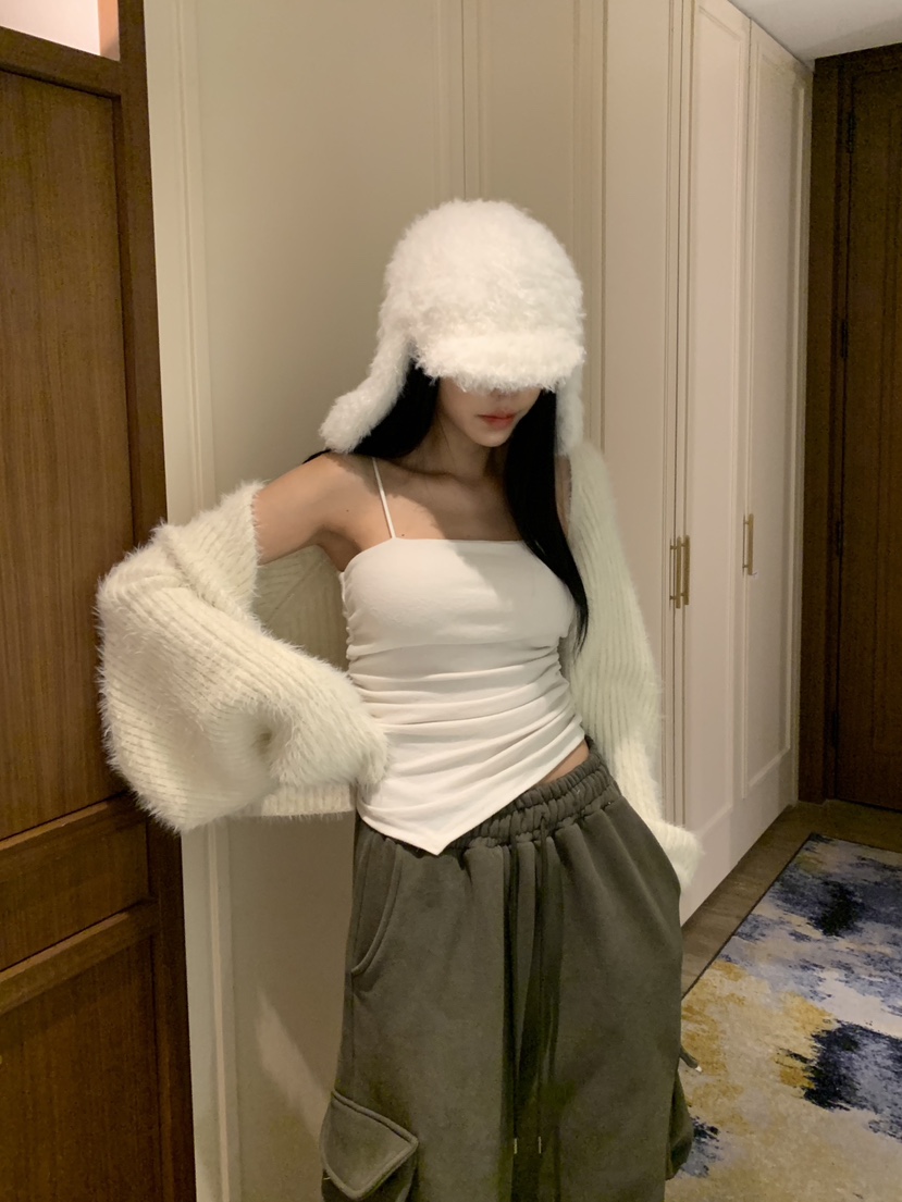 BADCALM東大門㊣實拍女士新品25秋冬職業時尚吊帶背心羊毛絨BADCALM吊帶/背心