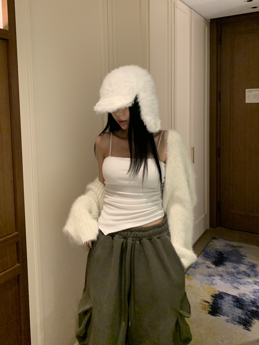 BADCALM東大門㊣實拍女士新品25秋冬職業時尚吊帶背心羊毛絨BADCALM吊帶/背心