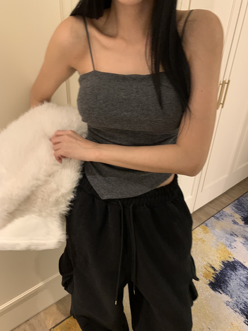 BADCALM東大門㊣實拍女士新品25秋冬職業時尚吊帶背心羊毛絨BADCALM吊帶/背心