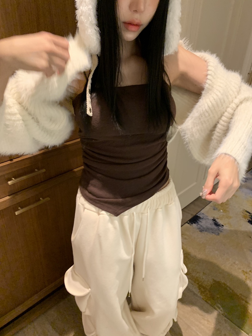 BADCALM東大門㊣實拍女士新品25秋冬職業時尚吊帶背心羊毛絨BADCALM吊帶/背心