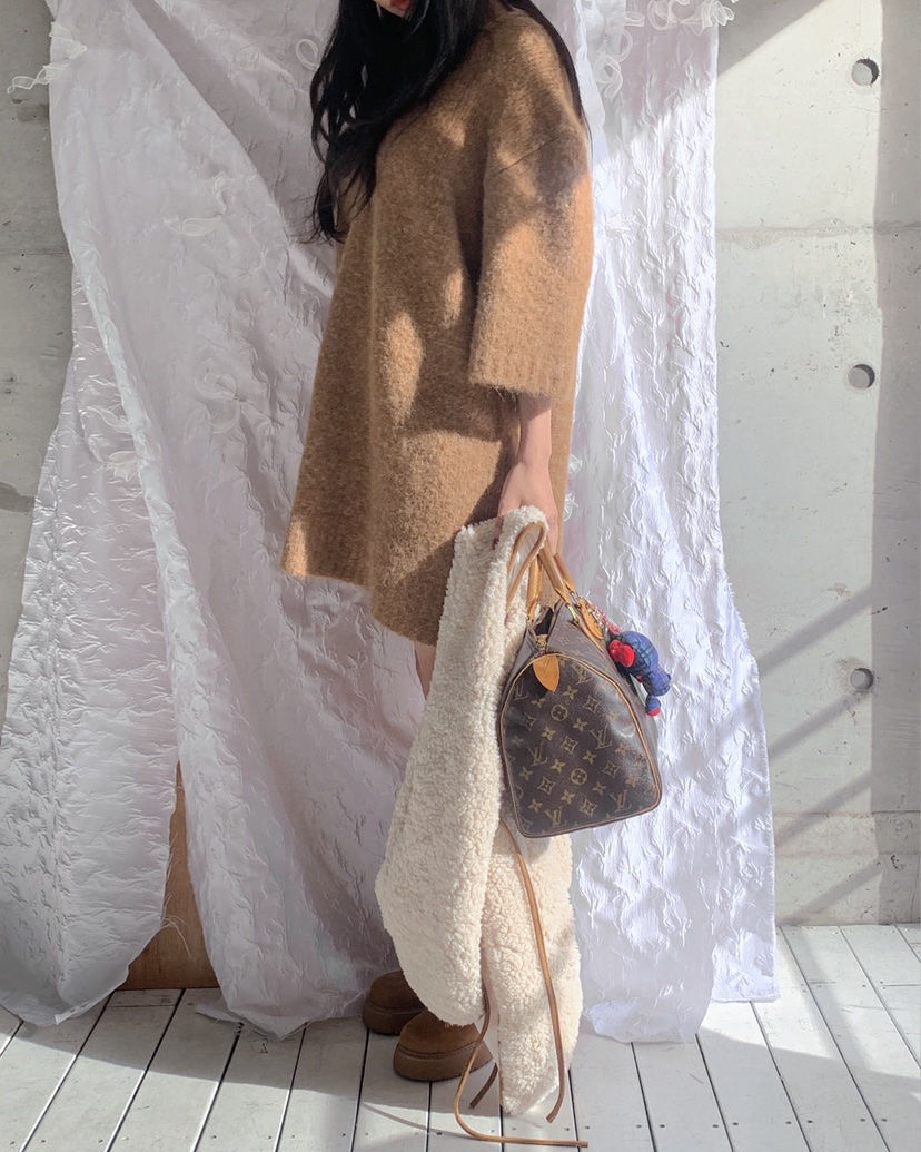 LIVE AID-P東大門㊣代購女裝新品25秋冬時尚針織衫含脖帶LIVE AID-P針織衫