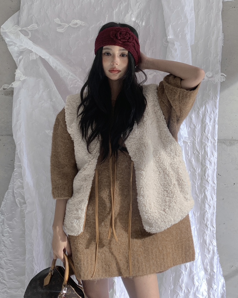 LIVE AID-P東大門㊣代購女裝新品25秋冬時尚針織衫含脖帶LIVE AID-P針織衫