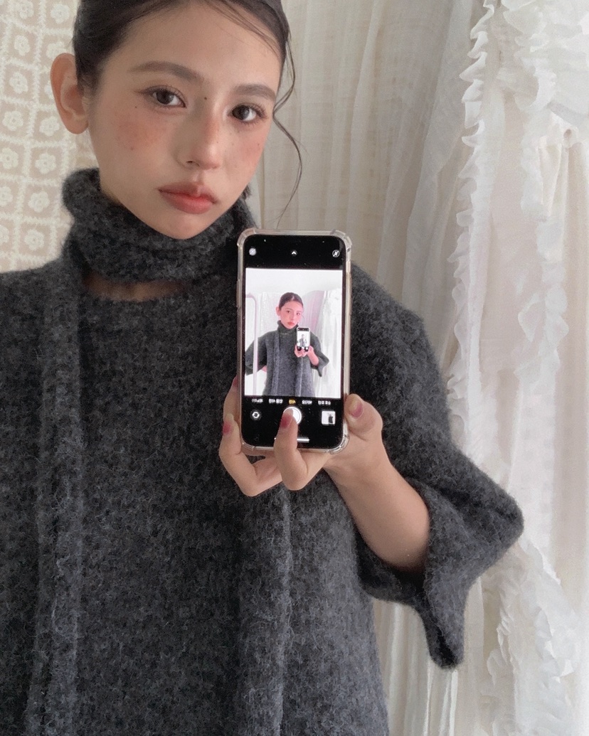 LIVE AID-P東大門㊣代購女裝新品25秋冬時尚針織衫含脖帶LIVE AID-P針織衫