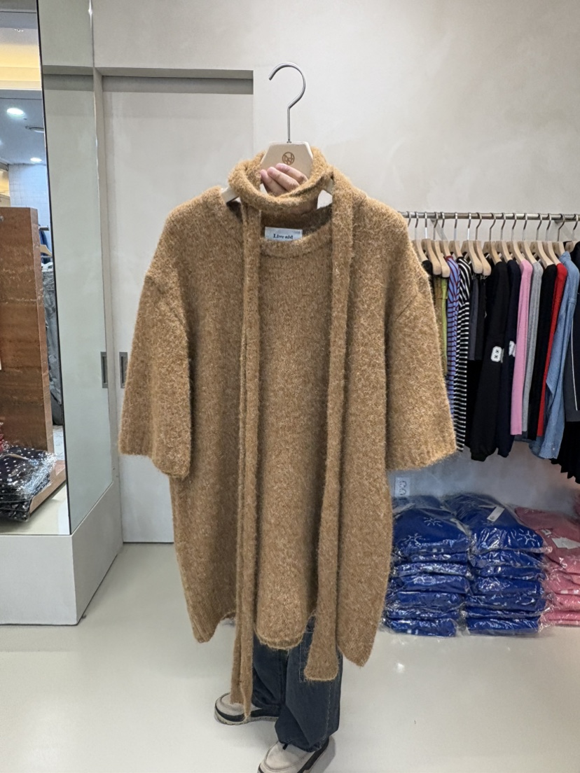 LIVE AID-P東大門㊣代購女裝新品25秋冬時尚針織衫含脖帶LIVE AID-P針織衫