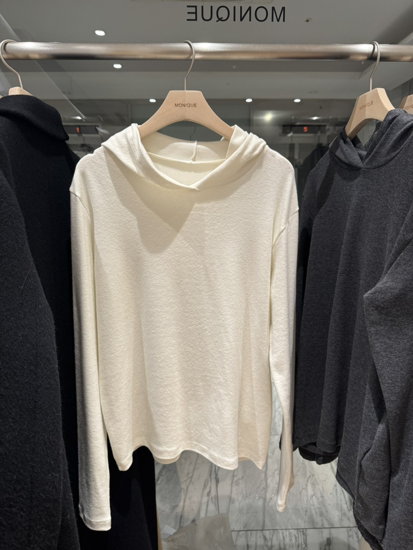 MONIQUE東大門㊣直郵女裝新品休閑長袖T恤安哥拉連帽衫羊毛MONIQUE長袖T恤