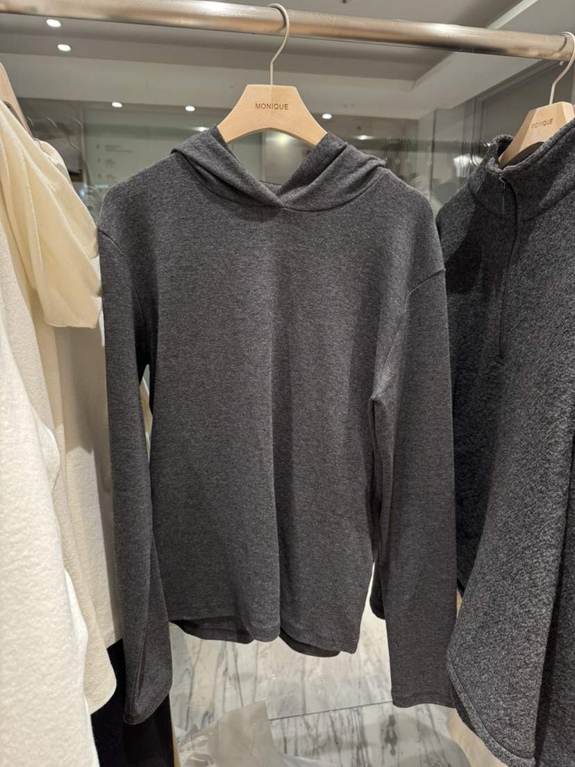 MONIQUE東大門㊣直郵女裝新品休閑長袖T恤安哥拉連帽衫羊毛MONIQUE長袖T恤圖色2