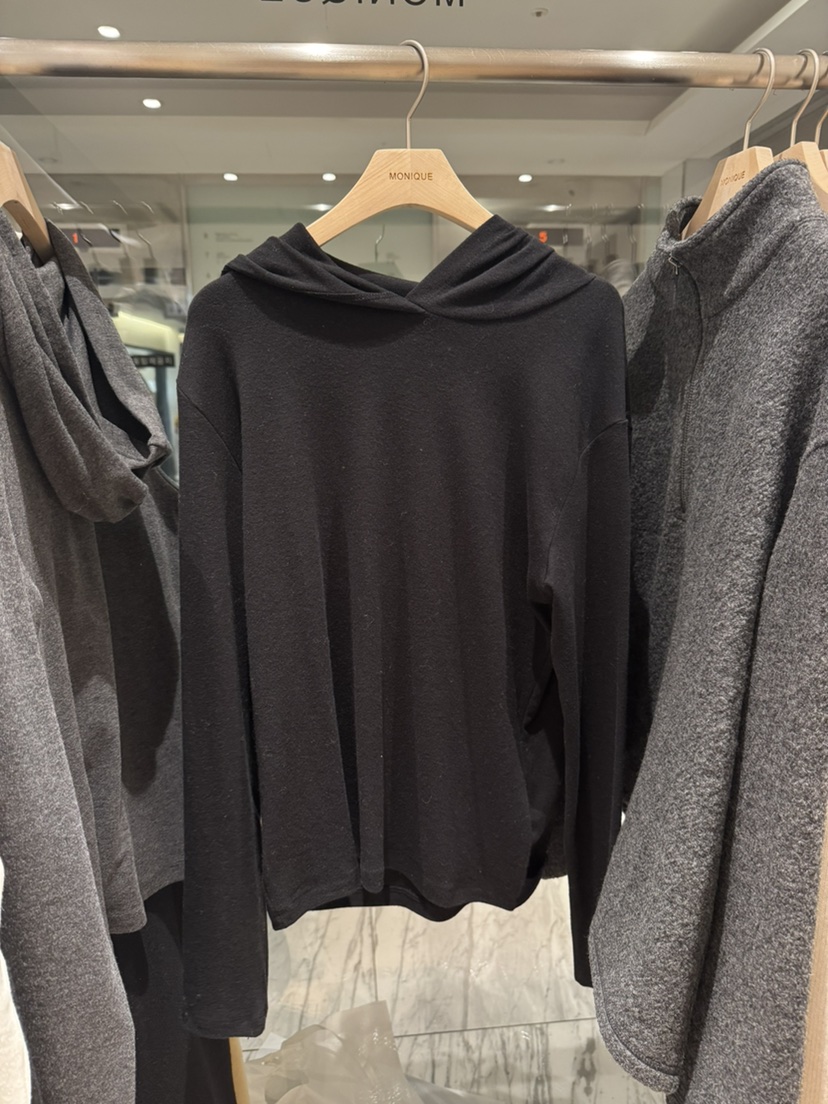 MONIQUE東大門㊣直郵女裝新品休閑長袖T恤安哥拉連帽衫羊毛MONIQUE長袖T恤圖色3