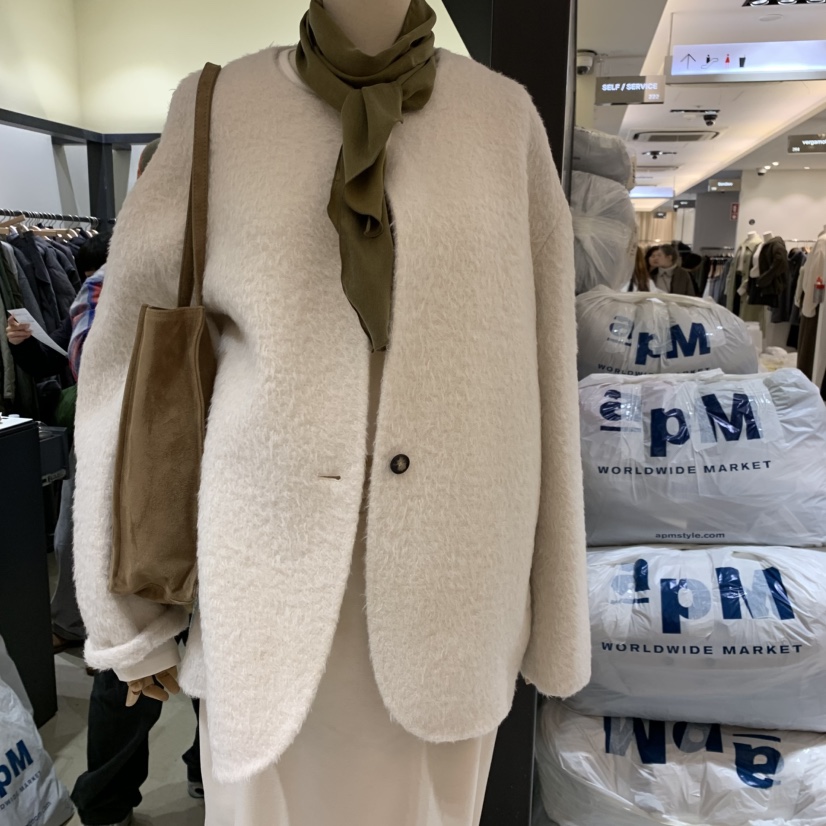 SELF SERVICE韓國直郵㊣女士新款人氣時尚職業短款大衣羊駝SELF SERVICE短款大衣圖色2