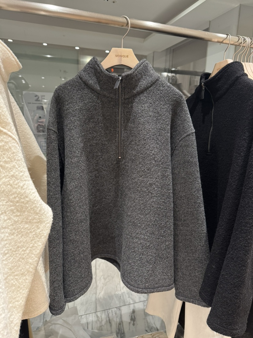 MONIQUE韓國代購㊣女裝新款推薦人氣真品職業熱賣衛衣羊毛拉鏈MONIQUE衛衣圖色2