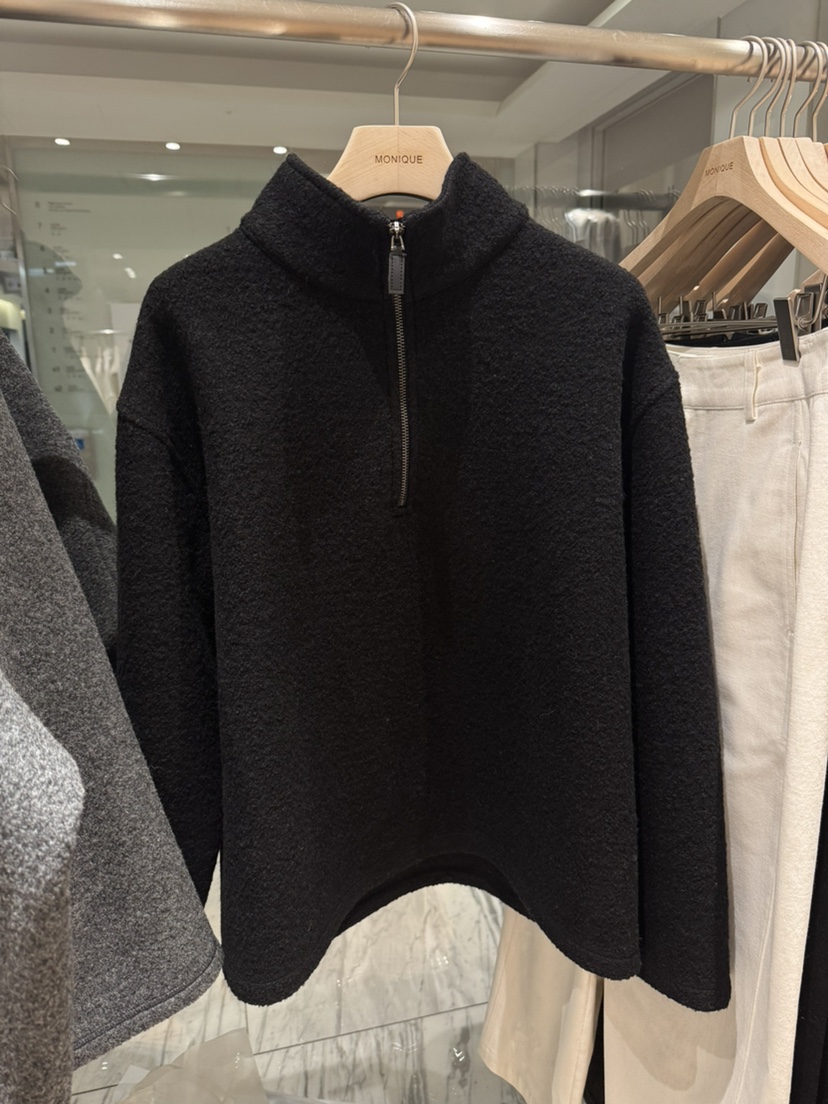 MONIQUE韓國代購㊣女裝新款推薦人氣真品職業熱賣衛衣羊毛拉鏈MONIQUE衛衣圖色3