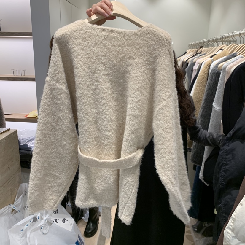 LIFFEY東大門㊣代購女士新款職業熱賣人氣25秋冬針織衫含腰帶LIFFEY針織衫