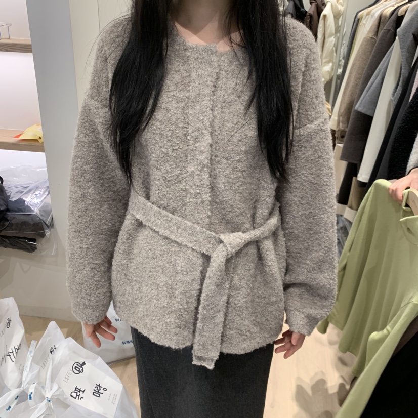 LIFFEY東大門㊣代購女士新款職業熱賣人氣25秋冬針織衫含腰帶LIFFEY針織衫圖色3
