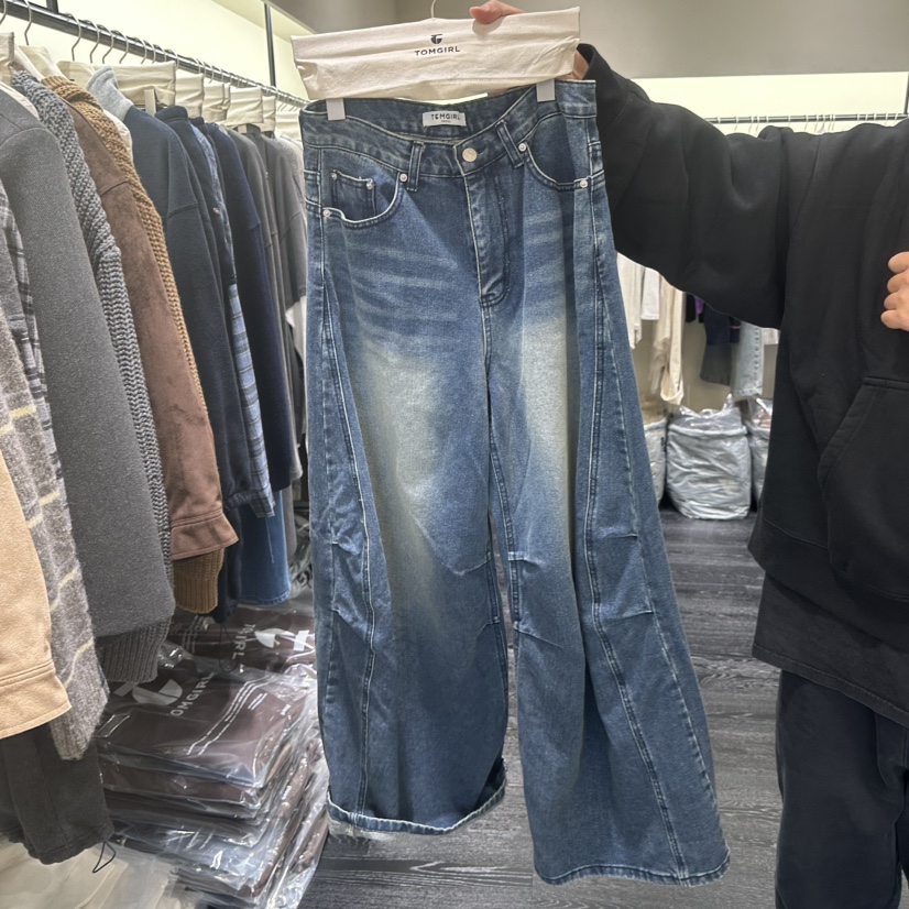 TOMGIRL韓國代購㊣女裝新款25秋冬人氣職業真品時尚推薦牛仔褲TOMGIRL牛仔褲