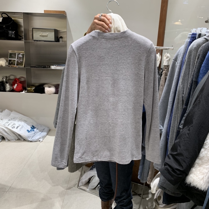 TEMPTING韓國直郵㊣女裝新品熱賣休閑職業長袖T恤安哥拉紐扣TEMPTING長袖T恤