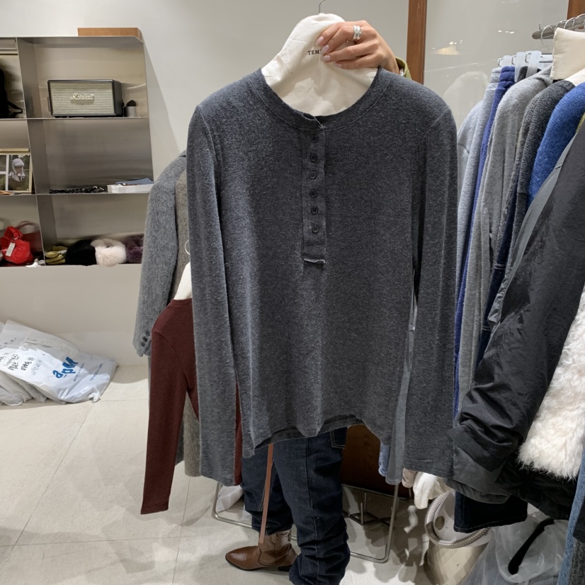 TEMPTING韓國直郵㊣女裝新品熱賣休閑職業長袖T恤安哥拉紐扣TEMPTING長袖T恤圖色4