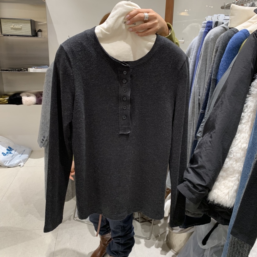 TEMPTING韓國直郵㊣女裝新品熱賣休閑職業長袖T恤安哥拉紐扣TEMPTING長袖T恤圖色5