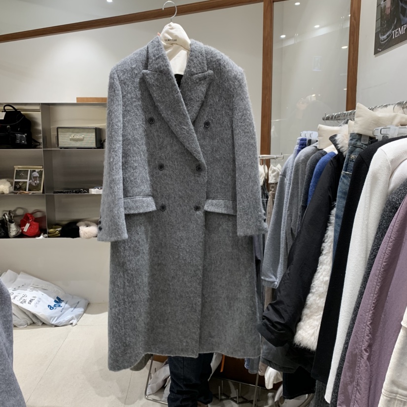 TEMPTING韓國直郵㊣女士新品熱賣職業時尚中長款大衣羊駝毛TEMPTING中長款大衣圖色2