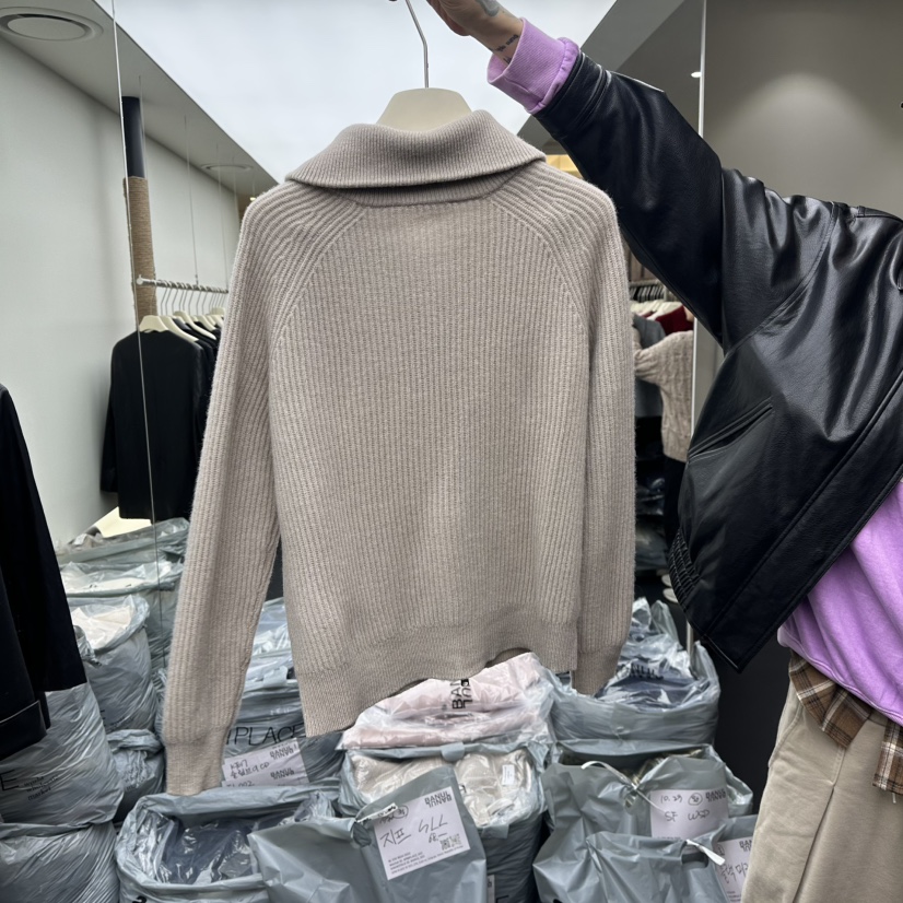 BANUL東大門㊣代購女裝新品職業休閑時尚真品推薦針織衫拉鏈BANUL針織衫